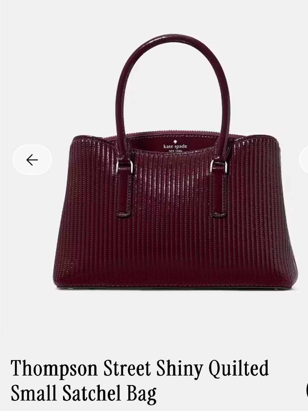 Kate Spade Thompson Street Shiny Crinkle Patent Satchel  in Grenache